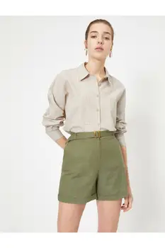 

Koton Women Green Mobile Detailed Should Button shirt 0 YAK68152PW