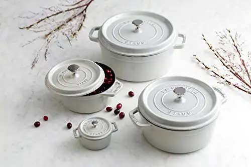 PURA Cocotte en fonte blanc H 17 cm - Ø 24 cm - Ø 30 cm