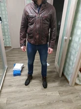 Chaqueta de cuero de vaca para hombre, abrigo de piel de vaca, grueso, de calidad, Estilo vintage, regalo, envío gratis