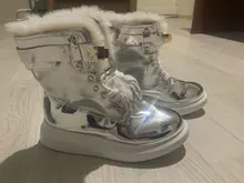 Ankle-Boots Sneakers Warm-Shoes High-Top Women Winter Short Black/sliver LEOSOXS No 