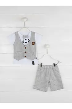 

Baby Boy Grey Bottom Top Summer Gentleman Babies Cute Casual Casual Cotton Clothing Sets Models and Types