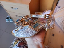 Disney-sandalias de princesa Frozen 2 para niñas, zapatos de cristal, tacón alto, pasarela, espectáculo