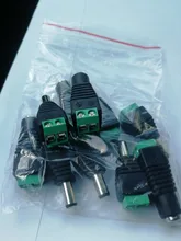 5 Juegos de 10 Uds. De cámaras, 2,1mm x 5,5mm, adaptador de enchufe hembra y macho, toma de corriente continua, color verde