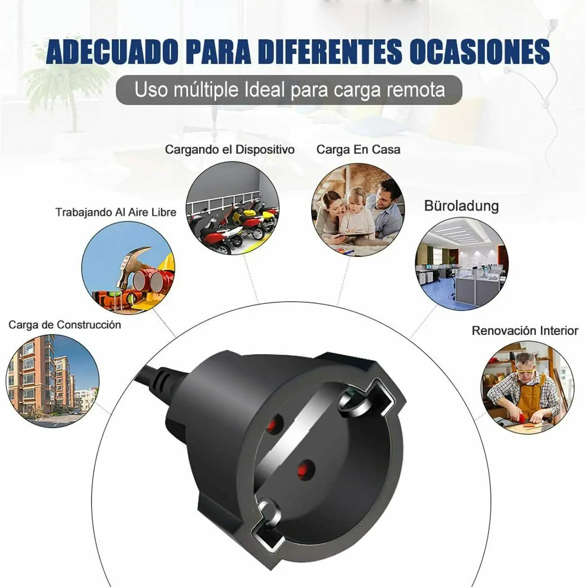 Alargador eléctrico con cable textil RC04 Algodón Negro 2P 10A