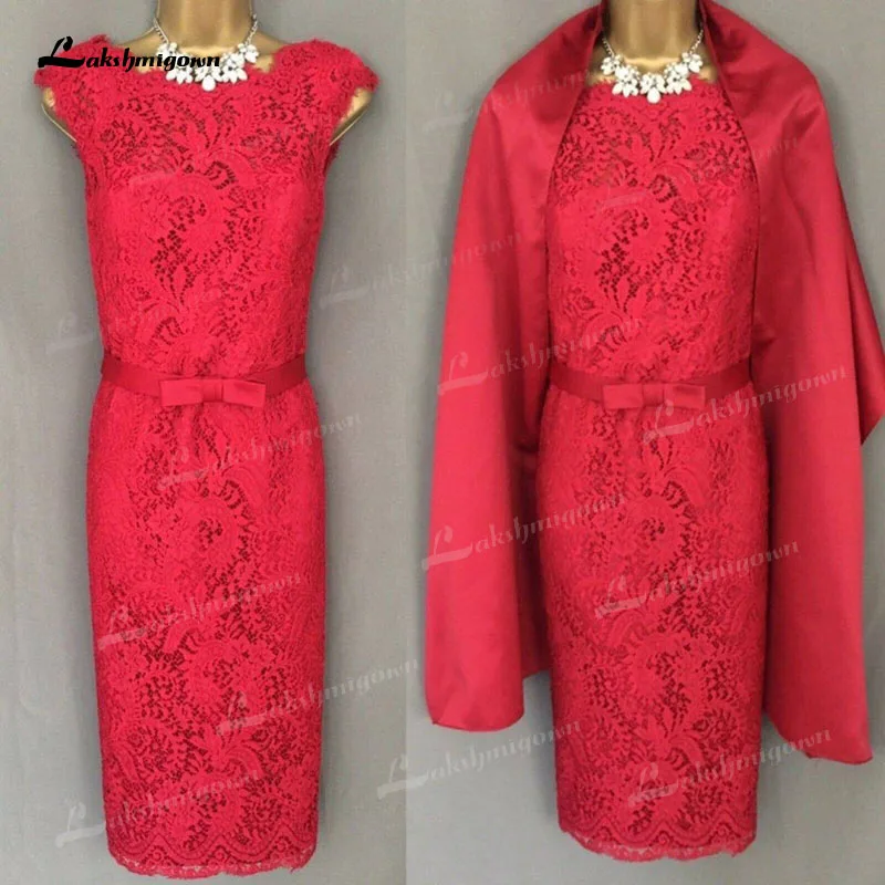 

Real Photos Mother of the Bride Dress with Jacket Cap Sleeve Lace Backless Knee-Length Wedding Guest Gown Abito Mamma Sposa 2022