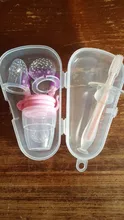 3 tamaño en 1 bebé pezón comida fresca de silicona bebé chupetes de alimentación en caja de PP niños fruta alimentación pezón seguro suministros