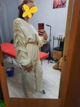 Women Rompers Jumpsuits Bodysuit Lantern-Sleeve OOTN V-Neck High-Waist Straight