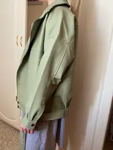 Women's Wild-Jacket Turn-Down-Collar Spring Zipper Black Fashion EAM High-Quality Loose