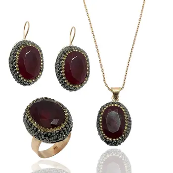 

Ruby and Swaroski Stone Lady Silver Jewelry Set