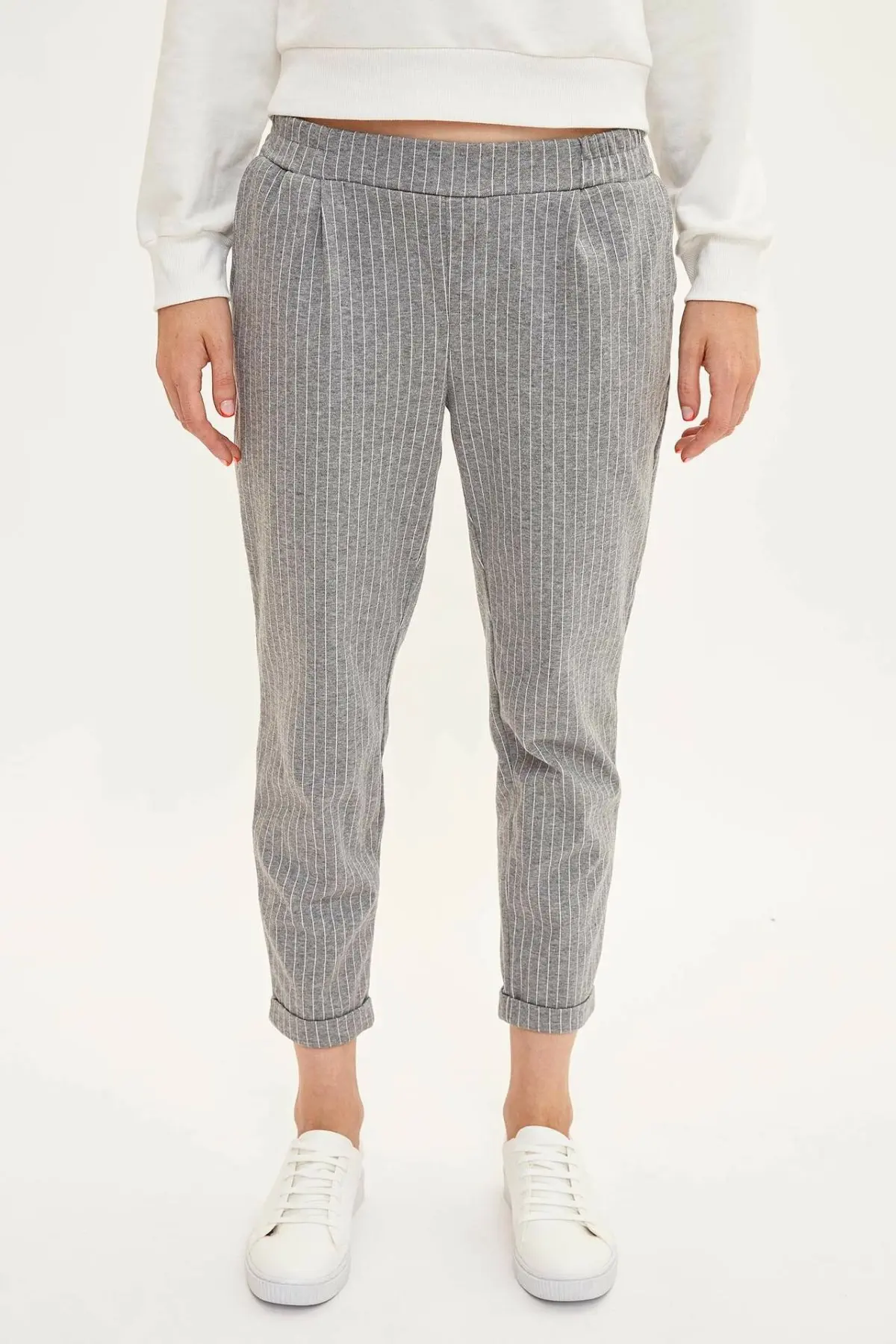 

DeFacto Woman Trousers Women Casual Three Quarters Pants Stripped Adjustable Long Pants for Autumn-L2884AZ19AU