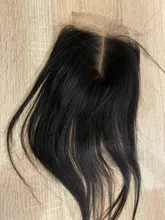 Extensiones de pelo peruano con malla, accesorio capilar liso de 2x6 con cierre de encaje y nudos blanqueados, Color Natural Remy