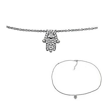 

Pendant and chain 925 sterling silver m. Hand Fatima 40cm. [8909]