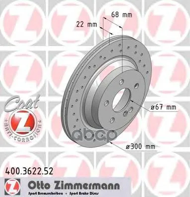 Диск Тормозной Спортивный Zimmermann арт. 400.3622.52