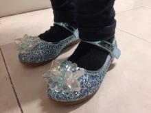 Disney Frozen-zapatos planos de princesa para niñas, zapatos de baile de cuero Pu A la moda, sandalias con lazo de lentejuelas, zapatos de Elsa