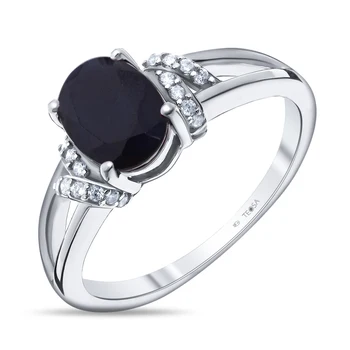 

Silver ring with cubic zirconia Sint. And Sapphire Nat. (U)