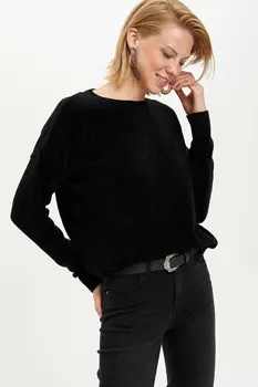 

DeFacto Woman Fashion Simple Crew Pullovers Long Sleeves Loose Letter Pattern Casual Pullovers Women Autumn New - H4440AZ19AU