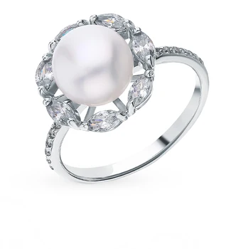 

Silver ring with cubic zirconia and pearls sunlight sample 925