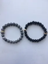 2 uds. De pulseras combinadas con abalorios, conjuntos para hombre y mujer, corona, pulsera de cuentas de piedra Natural, pulsera para pareja, regalos, joyería para amigos