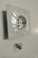 Outlet Power-Socket Tempered-Glass-Panel Coswall Children Protective-Lock Grounded 16A
