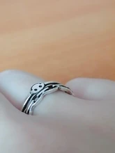 Anillos abiertos con cara feliz sonriente para mujer, anillos abiertos ajustables apilables de enlace, joyería trenzada, Color plateado antiguo Punk, A835