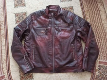 Chaqueta de cuero con cremallera para hombre, abrigo de manga larga de alta calidad para motocicleta, cuello vuelto, abrigo de talla grande para Otoño e Invierno