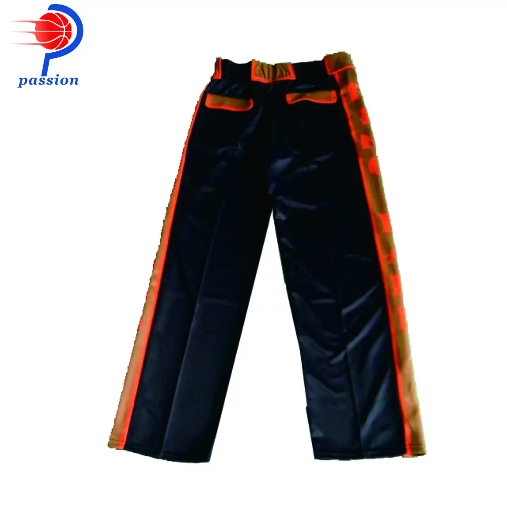 MOQ 5 pcs Customize Plain Black Red Baseball Pants with Waist Belt Loops