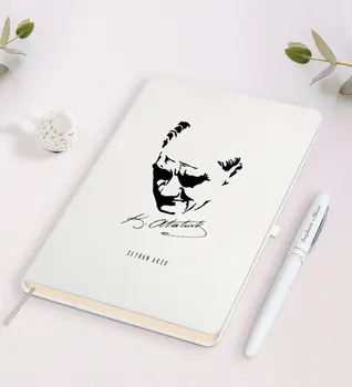 

Personalized Ataturk Themed White Notebook and Pen Gift Seti-25