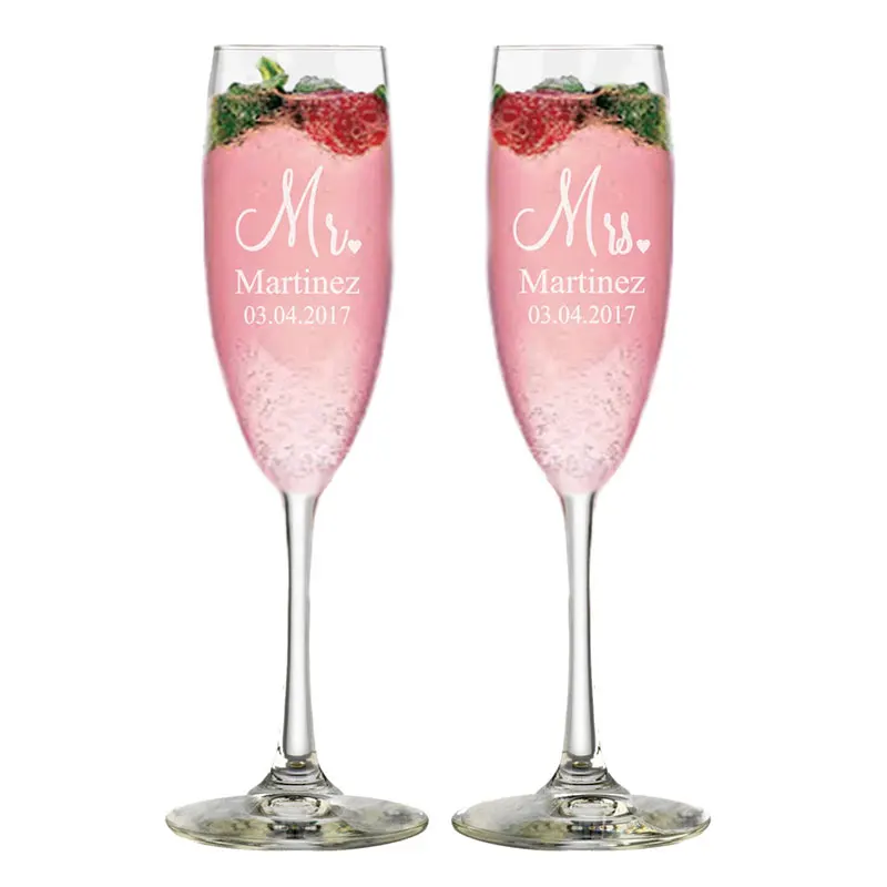 

2pc/set Custom Wedding Toasting Flutes Wedding Glasses Personalized MR and Mrs Champagne Flutes Engraved Wedding Flutes