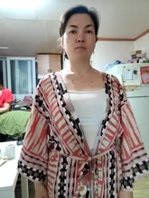 100% de algodón estampado para mujer, Vestido tipo Kimono elegante con cinturón propio, Túnica de talla grande para playa, Q1228