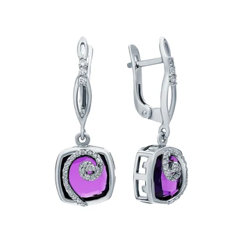 

Silver earrings with amethyst and cubic zirconia sunlight sample 925