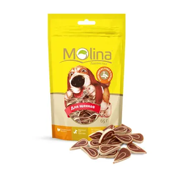 

Molina delicacy D/puppies roulette from duck and cod, 65g. 12 PCs