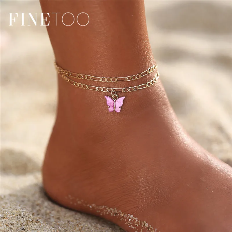 Bohemian Acrylic Butterfly Anklets for Women Gold Color Multi Layered Ankle Bracelet Chains Summer Beach Accessories Jewelry Bohemian Acrylic Butterfly Anklets for Women Gold Color Multi Layered Ankle Bracelet Chains Summer Beach Accessories Jewelry