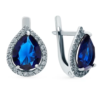 

Silver earrings with cubic zirconia and quartz synthetic sunlight sample 925 test