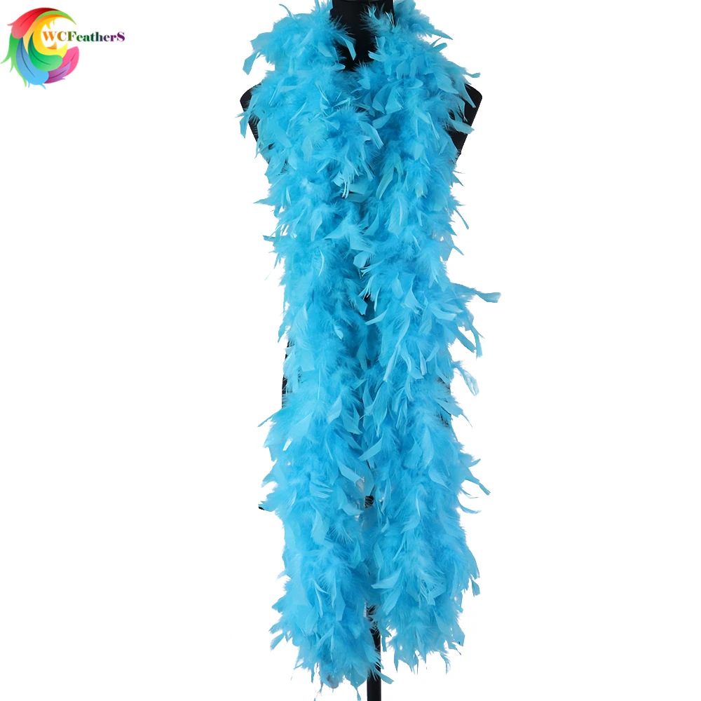 turquoise WCFeatherS, 2 ярда, шаль-боа из перьев, шаль, вечерние аксессуары для одежды, индейка, перья боа, 90 грамм - Цвет: turquoise