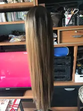 FASHION IDOL-pelucas de pelo sintético largo para mujeres negras, pelo liso de 38 pulgadas, fibra de alta temperatura, Rubio degradado, Cosplay