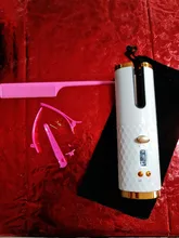 Rizador de pelo inalámbrico y giratorio automático, recargable por USB rizador de pelo, pantalla LED, herramienta de estilismo ajustable con temperatura
