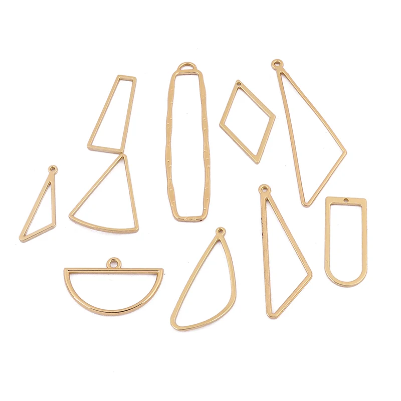 10Pcs Goud Kleur Driehoek Geometrische Hoge Kwaliteit Kc Charmes Hanger Voor Sieraden Maken Diy Oorbel Maken Accessoires