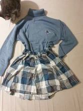 Sweater Skirt-Set Matching-Set Merry-Pretty Plaid 2pieces-Outfits Blue Spring Pleasted