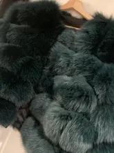 De invierno de la moda de cuero cálida capa natural abrigo de piel de zorro chaqueta de piel auténtica de zorro de invierno grueso abrigo cálido