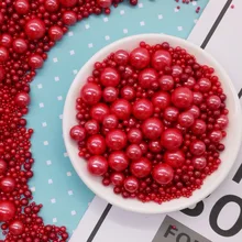 Красные разбрызгивающие сахарные бусины, круглые разбрызгиватели, украшения для торта