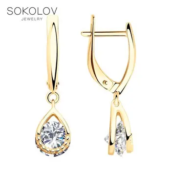 

Sokolov drop earrings with stones in silver with cubic zirconia, fashion jewelry, 925, women's male, long earrings