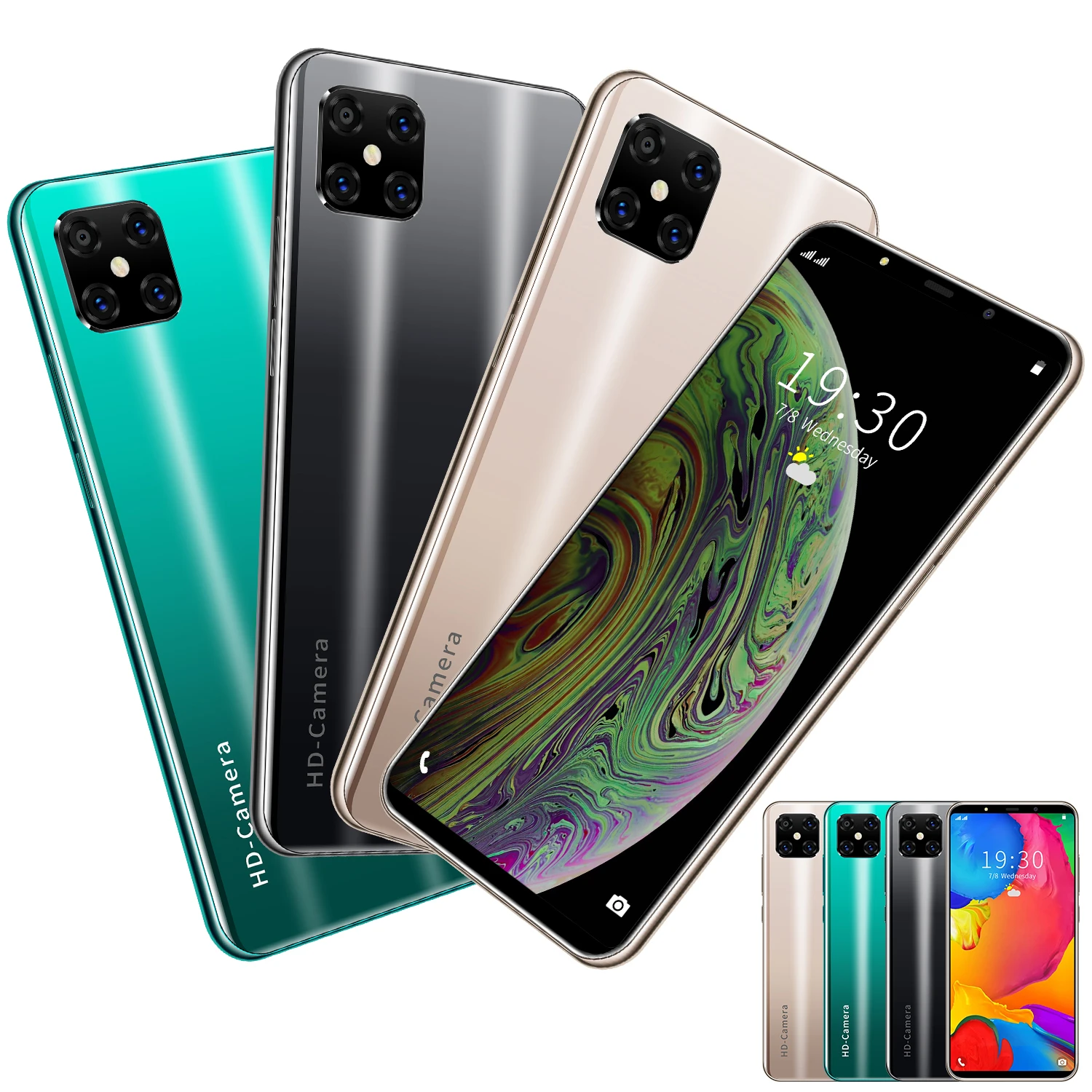 Newest i12 Pro Mobile Phone 5.7'' HD Four Camera
