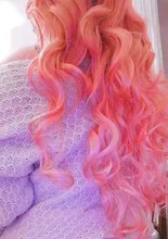 QQXCAIW rizado largo disfraz con Peluca de fiesta rojo plata Rosa gris negro Rubio 70 Cm de alta temperatura de pelucas de pelo sintético