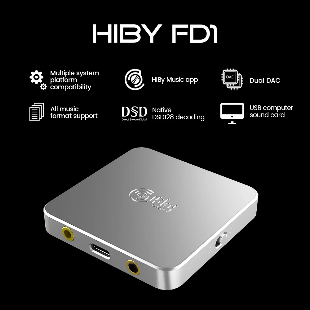 HiBy FD1 USB casque décodage ordinateur de bureau DAC amplificateur Audio DSD128 3.5/2.5mm sortie pour Windows Android iOS MacOS smartphones