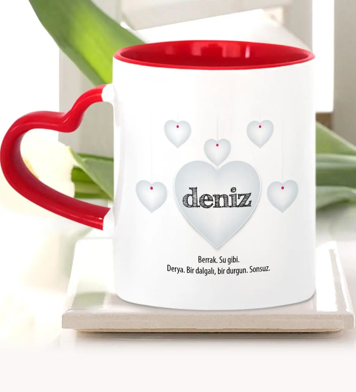 Personalizado Sweetheart nombre significa corazón rojo tazón taza 3