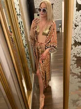 100% de algodón estampado para mujer, Vestido tipo Kimono elegante con cinturón propio, Túnica de talla grande para playa, Q1228