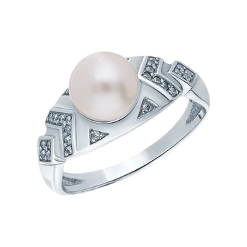 

Silver ring with cubic zirconia and pearls cultured sunlight sample 925