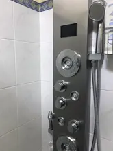 Bathroom Shower Faucet Column Temperature-Screen Black/brushed Mixer Tap Luxury 
