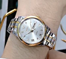 OLEVS-reloj de cuarzo clásico para mujer, cronógrafo de lujo, resistente al agua, correa de acero inoxidable