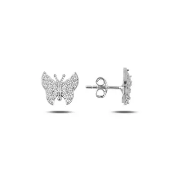 

Angemiel 925 Sterling Silver Zircon Butterfly Earrings-Rhodium Plated